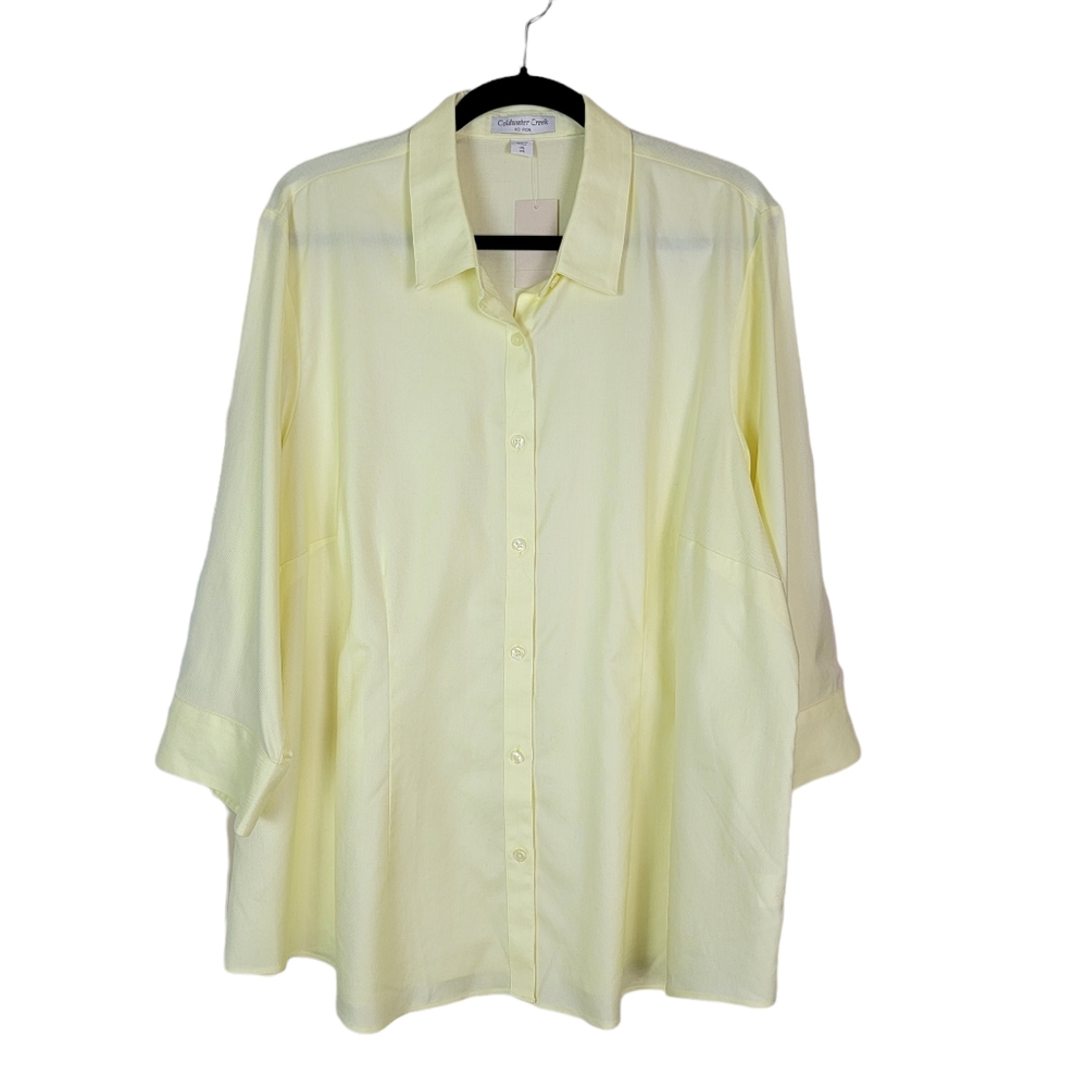 Coldwater Creek Womens Plus Size 3x Button Up Shirt Top Yellow Non iron‎